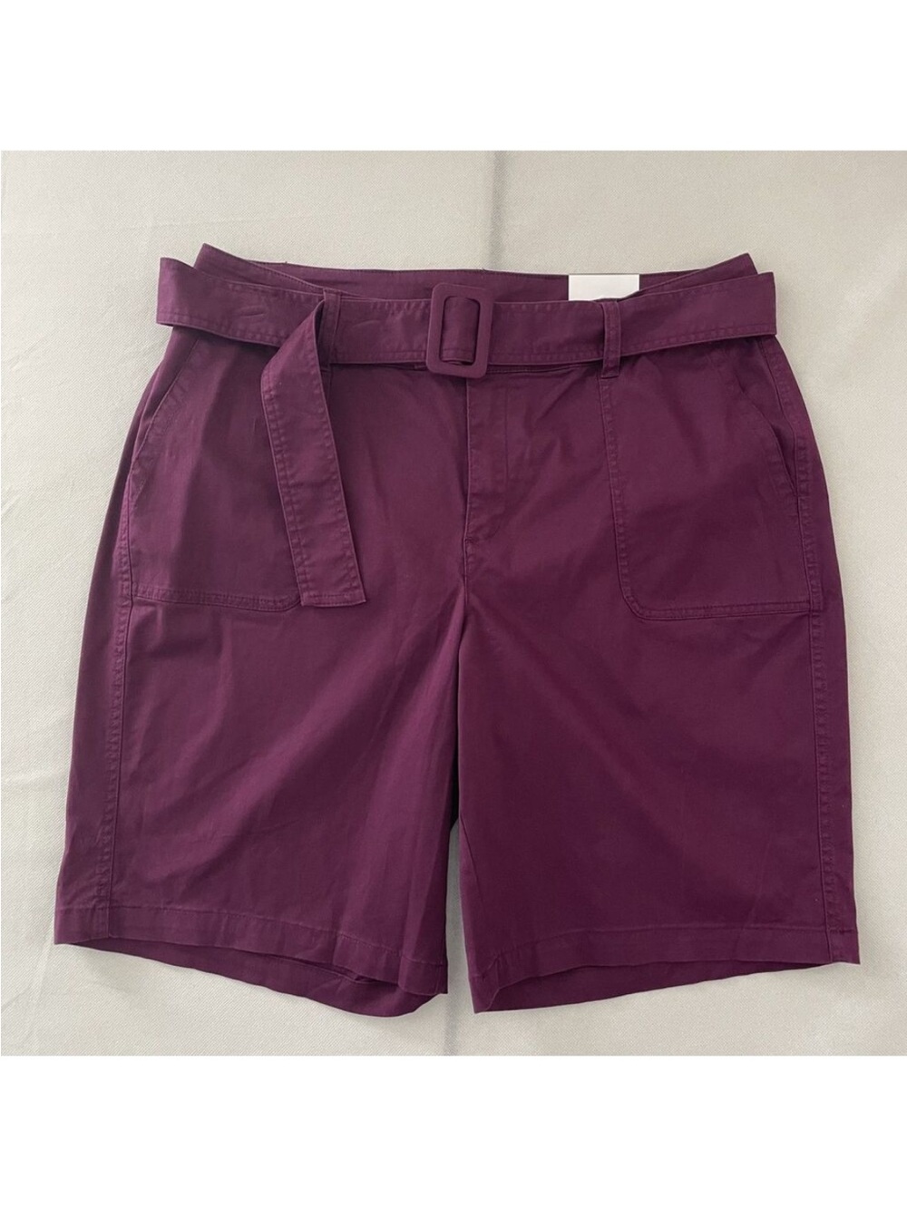 Lane Bryant Belted High-Rise Utility Shorts - Plum